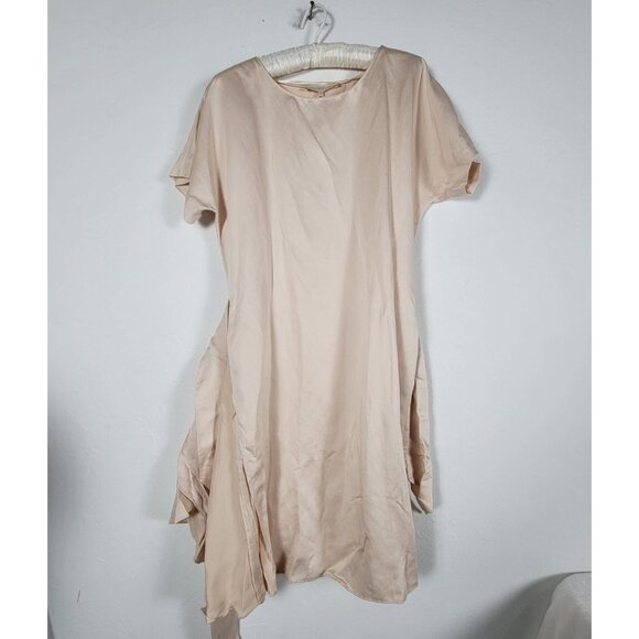 Vanessa Bruno Womens Beige Linen Cotton Short-Sleeve Draped Belted Dress Size 36 - Picture 1 of 10